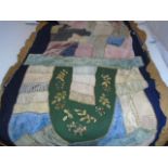 VINTAGE VELVET EMBROIDERED FABRIC PATCHWORK SAMPLER? ON HESSIAN 50CM X 240CM