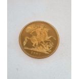 Royal Mint 2007 Gold Proof Full Sovereign, in Original Case with Certificate No.6010.