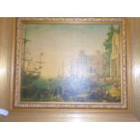 HARBOUR SCENE IN ORNATE GOLD FRAME 56CM X 41CM