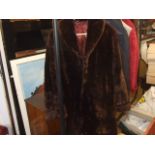 BROWN FAUX FUR COAT SIZE M/L