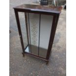 Vintage Glazed Display Cabinet with 2 glass shelves on pad feet 41 inches tall 24 wide