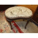 Antique Kidney Shaped Stool on Cabriole Legs 22 inches wide 18 tall
