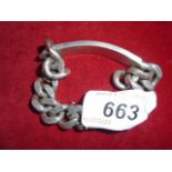 CHUNKY SILVER/WHITE METAL ID BRACELET (NO HALLMARK)