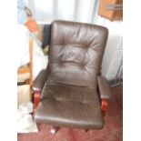 Leatherette Swivel Chair & Footstool