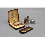 Victory May 1945 chromed cigarette lighter, a brass No.5 Kingsway lighter and a mother of pearl