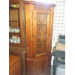 Pine Corner Cabinet with Lead Glazed Door 73 inches tall