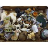 TRAY OF ANIMAL ORNAMENTS FIGURES TO INCLUDE QUAIL