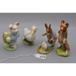 Beswick Beatrix Potter Figurines 'Rebecca Puddle-Duck' (BP3c), 'Mr Benjamin Bunny & Peter Rabbit' (