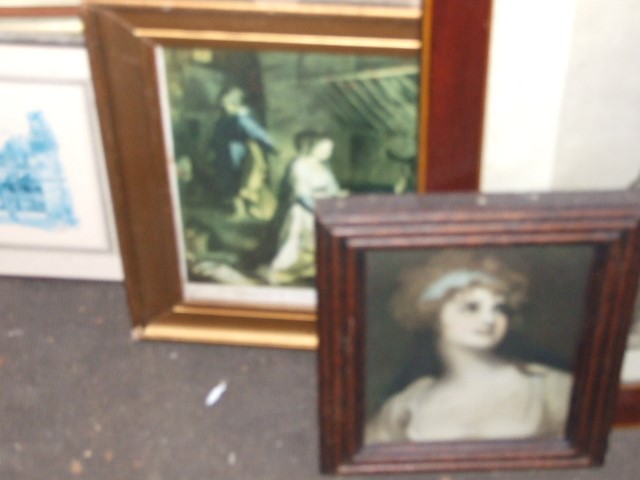 6 Pictures , Mirror & framed tile from a house clearance - Image 3 of 7