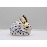 Royal Crown Derby Rabbit with gold stopper 7 cm tall