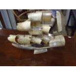 Musical Galleon made from Horn 16 inches long 15 tall