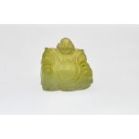 A miniature Chinese carved ' jade' figure of seated laughing Buddha, height 2.5cm