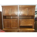 2 Oak Veneered Belgium Cabinets , 1 with drinks compartment the other with tv compartment each one