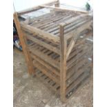Vintage wire mesh& wood unit with door & pull out slatted trays
