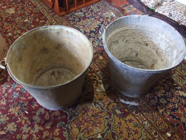 2 Vintage Galvanised Buckets