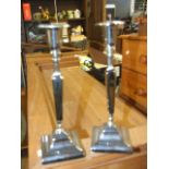 Pair of Chrome Plated Candlesticks 9 inches tall