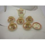 Clarice Cliff ( wilkinson ) Coffee pot , 6 saucers & 5 cups