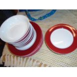 24 PIECES HOME RED AND WHITE TABLE WARE