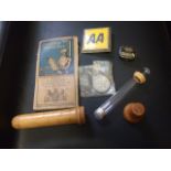 Vintage Syringe in wooden case , AA Badge , Ordnance Survey Eastern Counties , Ultron Gramophone