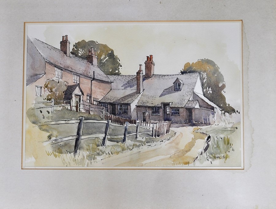 An original framed painting by Alan Oliver "Burley on the Hill Cottages" Rutland 54cm x 43cm