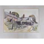 An original framed painting by Alan Oliver "Burley on the Hill Cottages" Rutland 54cm x 43cm