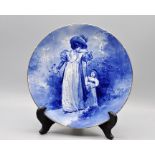 Royal Doulton blue children CR.1914 decorated with Ladsy walking with daughter, 22cm (marked