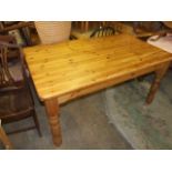 Modern Rectangular Pine Kitchen Table 3 x 5 ft 30 1/2 inches tall ( legs unscrew )