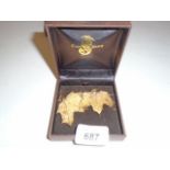 PAIR OF GOLD PLATED MAPLE LEAF EARRINGS
