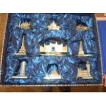 Cut Glass Cased Set of Iconic Buildings