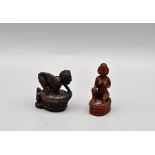 2 JAPANESE CARVED WOODEN NETSUKE WITH EROTIC THEME