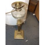 Victorian Adjustable Height Oil Lamp converted to electric. Inscription " LET YOUR LIGHT SO SHINE