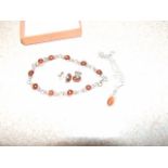 Amber Necklace , Earrings & Bracelet all mounted in silver