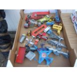 TRAY OF VINTAGE DIE CAST VEHICLES AND PLANES TO INCLUDE DINKY, CORGI ETC