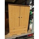 Pine effect wardrobe with 2 drawers below 33 x 49 inches 19 deep