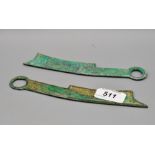 2 QI KNIVES Chinese knife-shaped commodity money circulated in China between 600 and 200 BC during