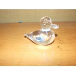 Langham Glass Duck Paperweight Signed on Base