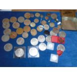 COLLECTION OF COINS ETC INCLUDING CROWNS
