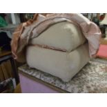 Antique Pine Footstool on Bun Feet with storage inside. ( requires reupholstering )