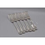 Silver set of 6 Rat-tail forks, Sheffield 1923 (430 grams)