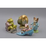Beswick Beatrix Potter Figurines ' Mr Jackson' (BP3a), 'The Old Woman who lived in a shoe' (