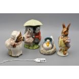 Beswick Beatrix Potter Figurines 'Mr Benjamin Bunny' (BP3b), 'Mrs Tiggy Winkle' (BP3b), 'Jemima