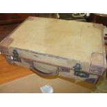 2 Vintage Foxcraft Suitcases and Vintage Leather Edged Case 22 x 15 x 7 inches