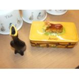 Vintage Jersey Butter Dish & Black Bird Pie Funnel