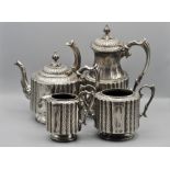 Victorian four piece continental silver plate tea/coffee set comprising of a coffee pot, teapot,