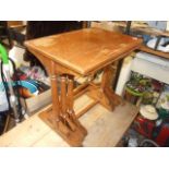 Nest of Oak Tables largest 19 1/2 x 13 1/2 inches 18 tall