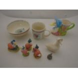 COLLECTION OF JEMIMA PUDDLEDUCK ORNAMENTS, CROCKERY ETC