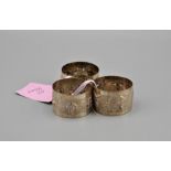 Three Siam silver napkin rings, 50grams weight