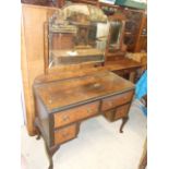 Kneehole Dressing Table 42 inches wide 30 tall ( mirror cracked bottom left )