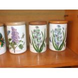 6 Portmeirion Lidded Pots ( 5 are 7 inches tall other 5 1/2 ) & Royal Worcester Pot 7 inches tall (
