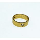 18ct. gold gentleman's band ring with diamond, hallmarked and internal inscription May 1930, 17..6